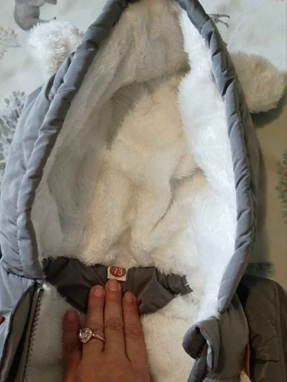 SHEIN Gray Hooded Baby One-Piece Snowsuit with Heart Toggle Accents
